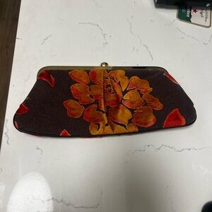 Glenda Gies Clutch brown orange yellow vintage